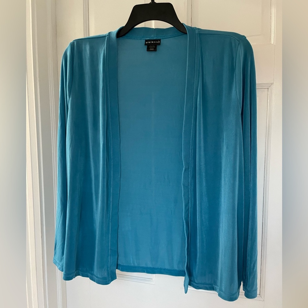 PL teal open front cardigan